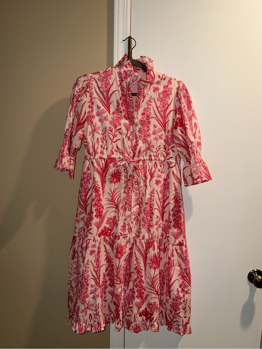 Victoria Dunn Pink Floral Midi Dress